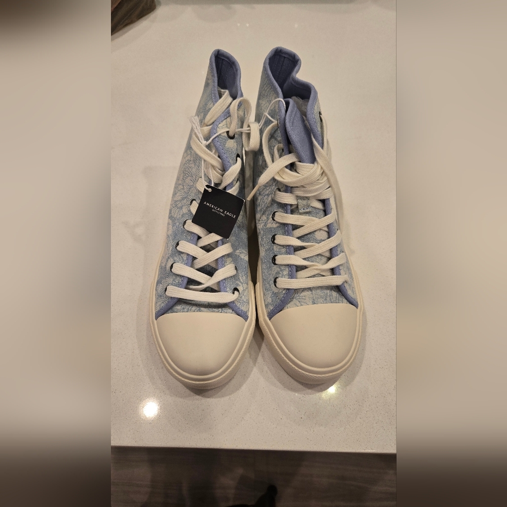 American Eagle Outfitters Light Blue High-Top Sneakers